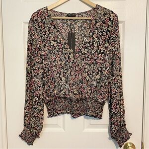 Dynamite Ditsy Floral Faux Wrap Top